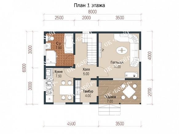 Коттедж из бруса 6х8. фото