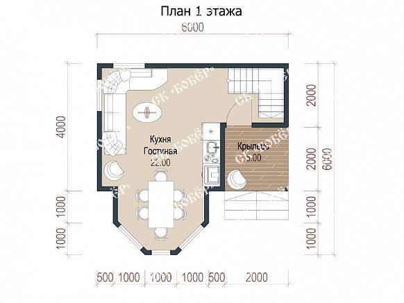 Дачный дом из бруса 6х8. фото